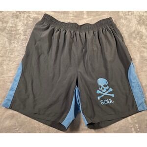 SoulCycle Athletic Shorts Men Large Black Blue Skull Logo Performance 7in Inseam